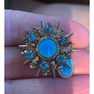 Vintage Virgin Mary enamel pin and small matching charm religious Catholic holy